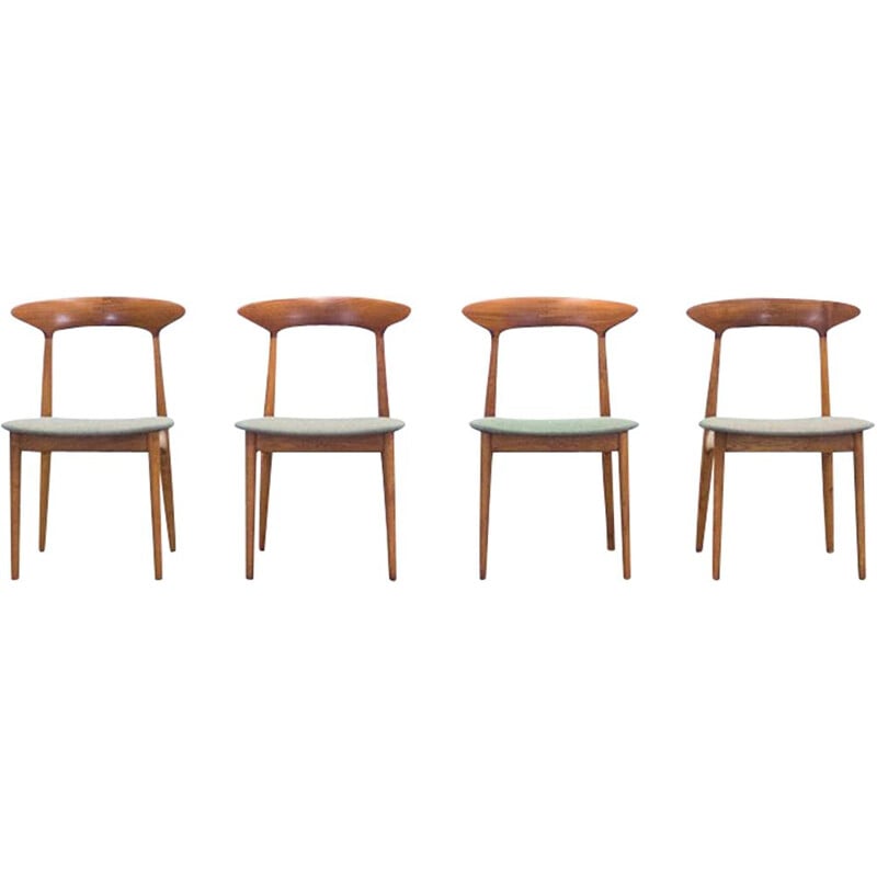 Set of 4 vintage chairs by Brande Møbelindustri in teak and oak