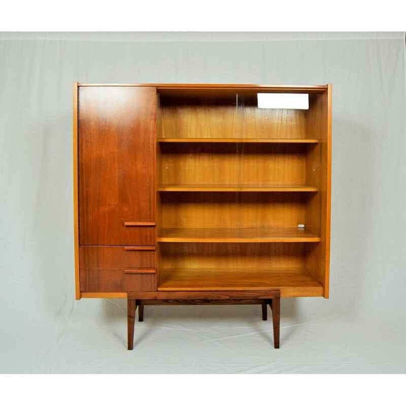 Vintage mahogany and glass bookcase for UP Závody, 1960