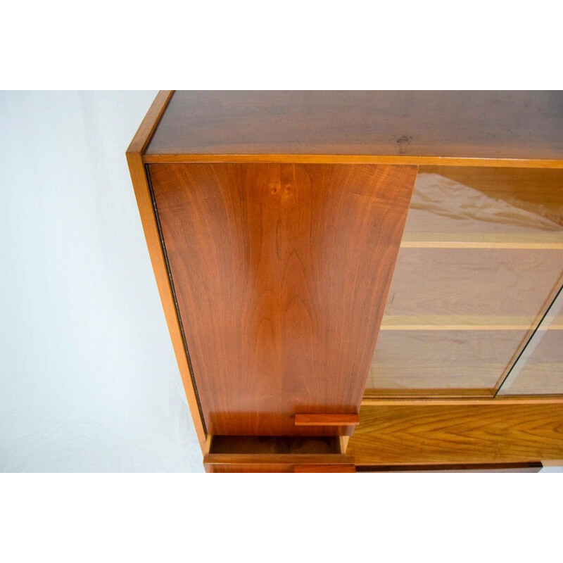 Vintage mahogany and glass bookcase for UP Závody, 1960