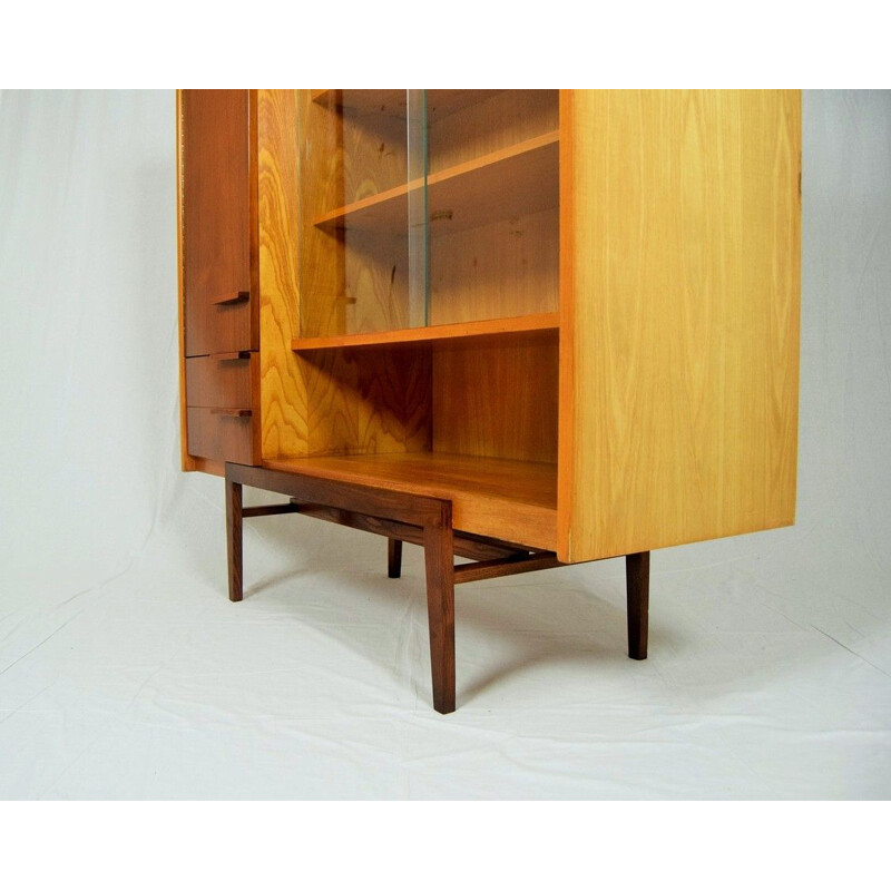 Vintage mahogany and glass bookcase for UP Závody, 1960