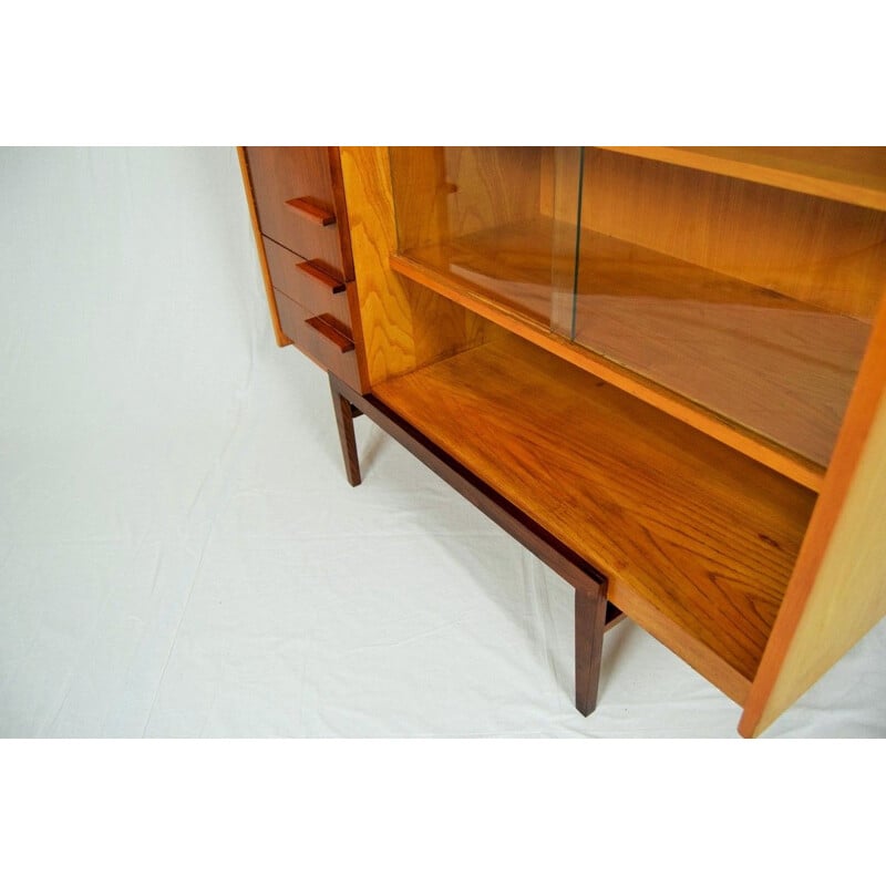 Vintage mahogany and glass bookcase for UP Závody, 1960