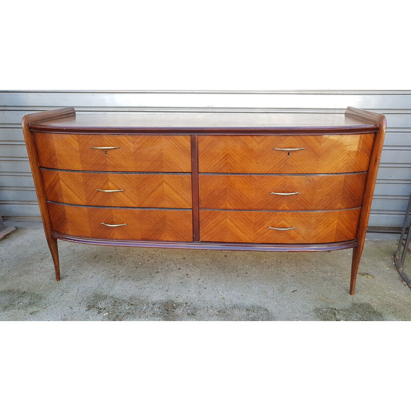 Vintage set of chest of drawers and 2 bedside tables in rosewood