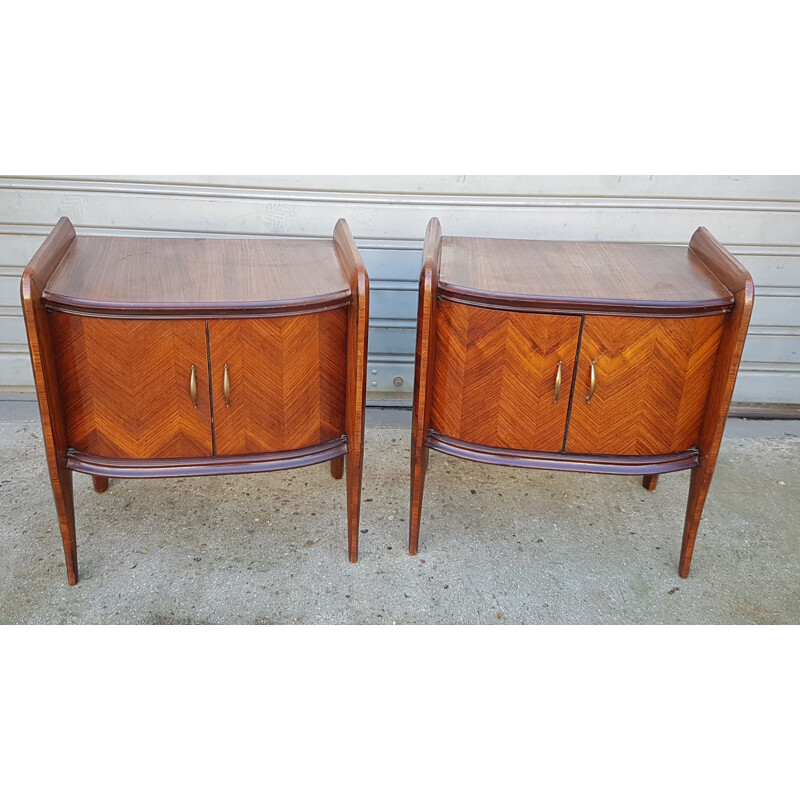 Vintage set of chest of drawers and 2 bedside tables in rosewood