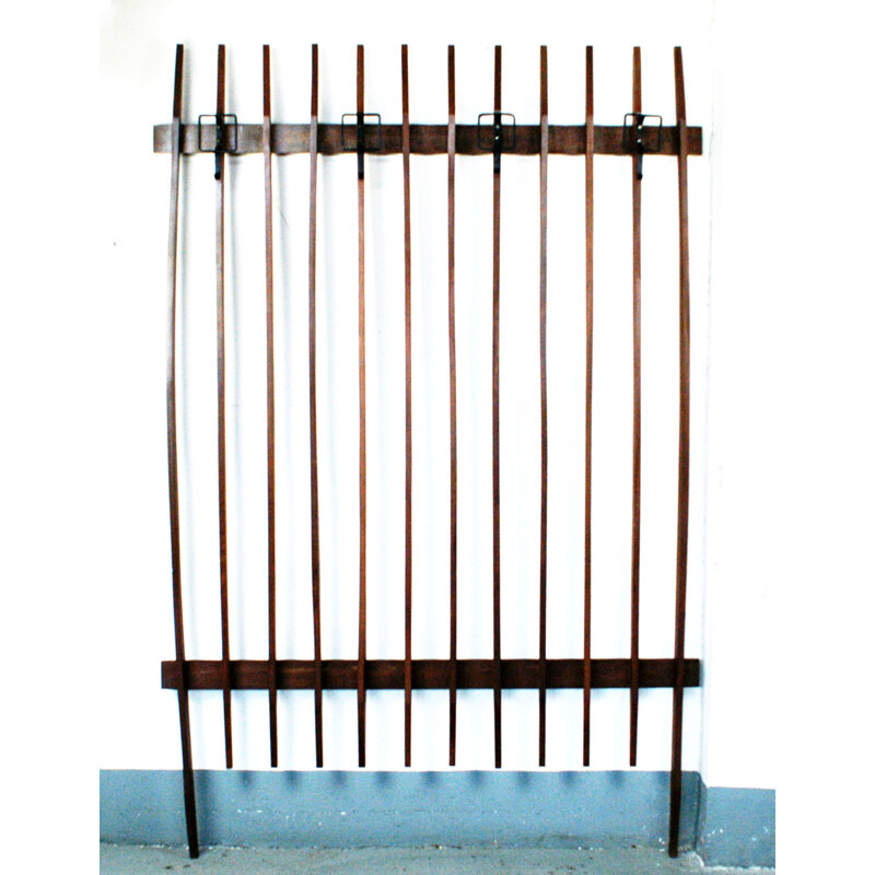 Vintage italian coat rack in teak and iron 1960