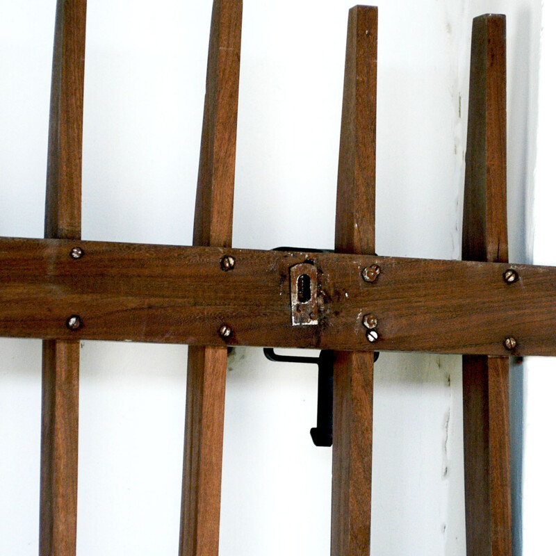 Vintage italian coat rack in teak and iron 1960