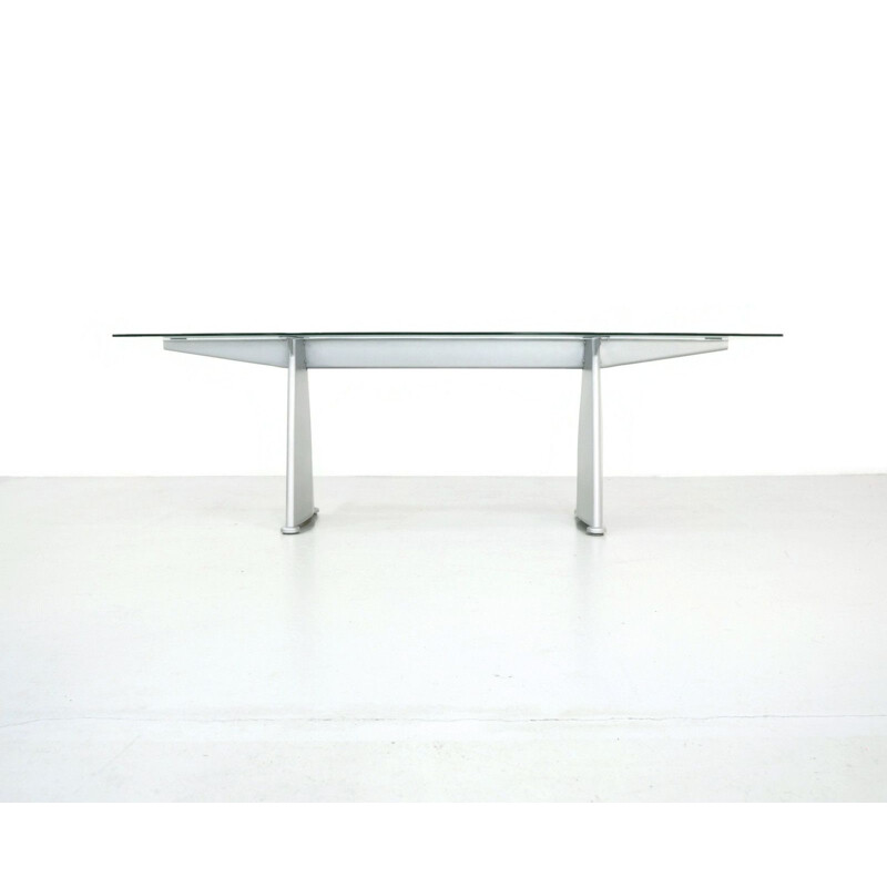 Vintage table by Jean Prouve for Tecta in glass and metal 1980