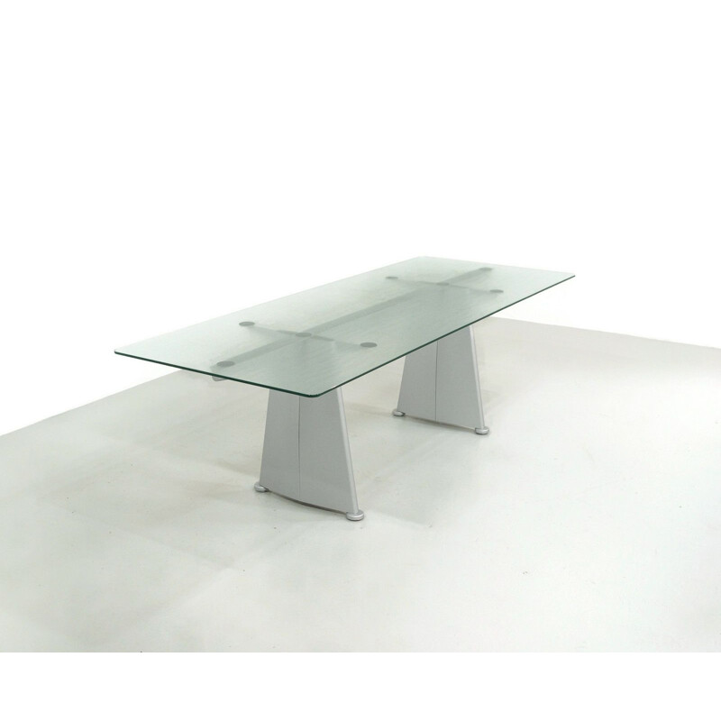 Vintage table by Jean Prouve for Tecta in glass and metal 1980