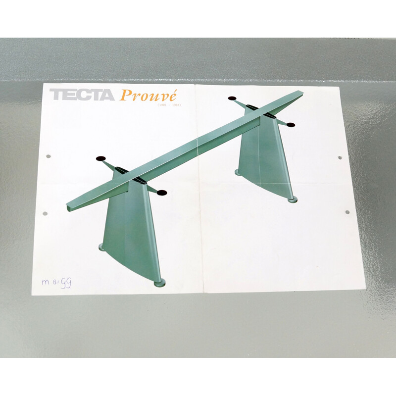 Vintage table by Jean Prouve for Tecta in glass and metal 1980