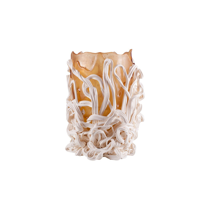 Vintage orange and white resin Vase by Gaetano Pesce 1990