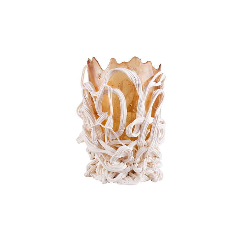 Vintage orange and white resin Vase by Gaetano Pesce 1990