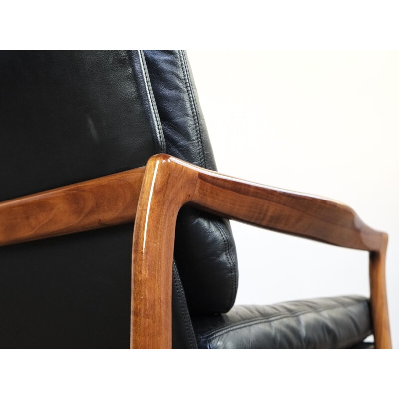 Vintage danish seating group in teak and leather 1960