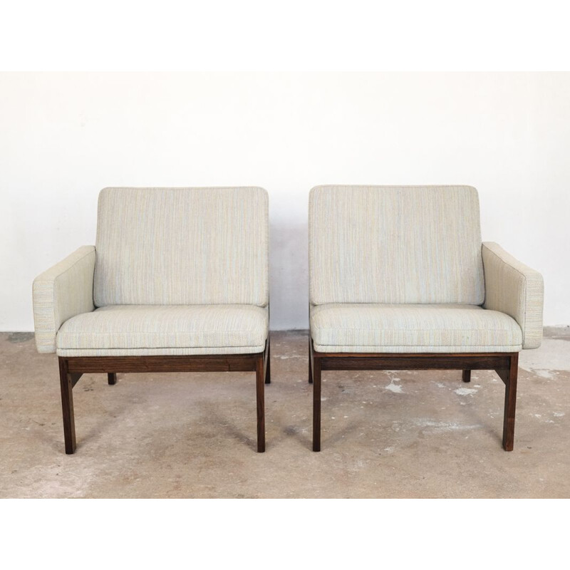 Pair of vintage armchairs for France & Søn in rosewood and fabric