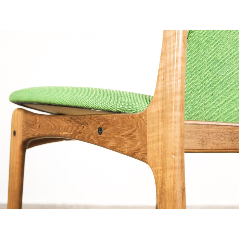 Set of 4 vintage danish chairs by Kvadrat in teak and green fabric