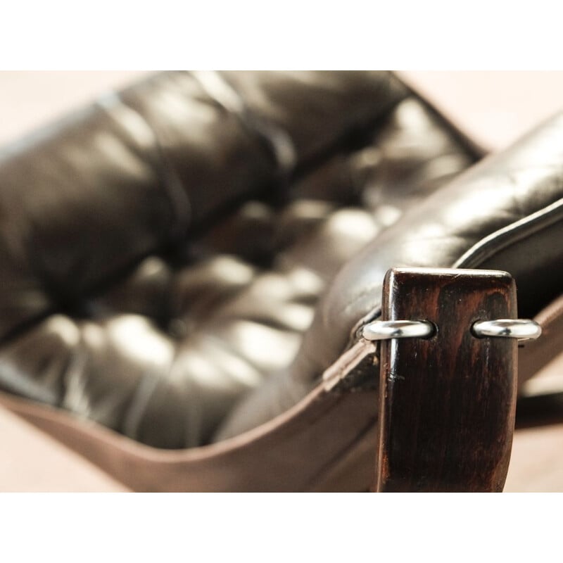 Vintage low back falcon armchair in brown leather by Sigurd Ressell for Vatne Møbler