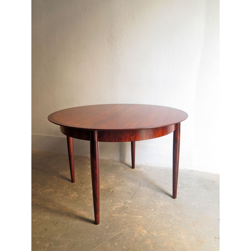 Table vintage ronde extensible en palissandre