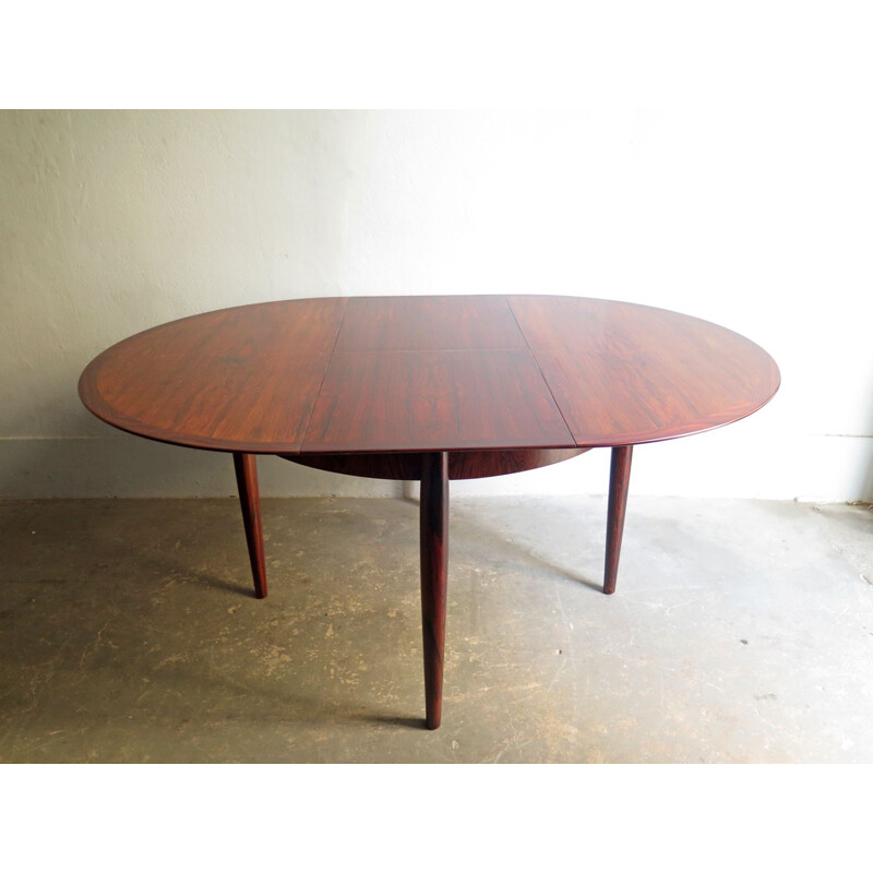 Table vintage ronde extensible en palissandre