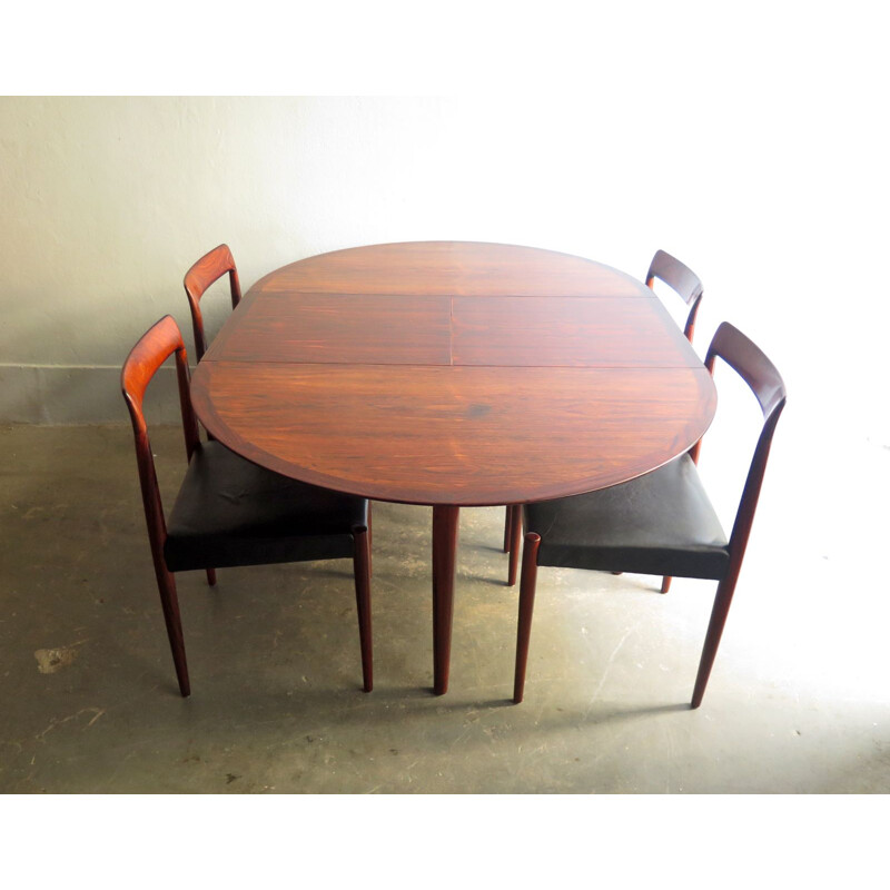 Vintage round rosewood extendible dinning table