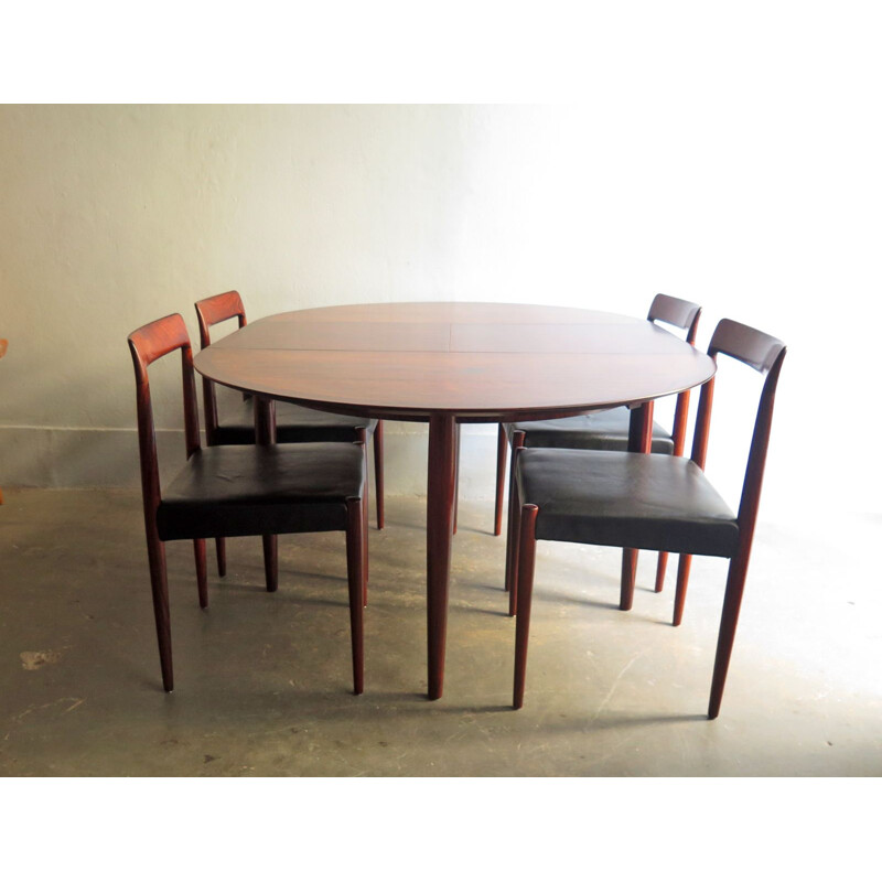 Table vintage ronde extensible en palissandre