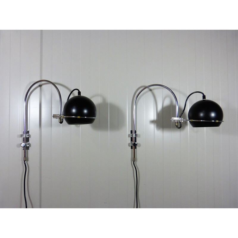 Set of 2 vintage adjustable wall lamps