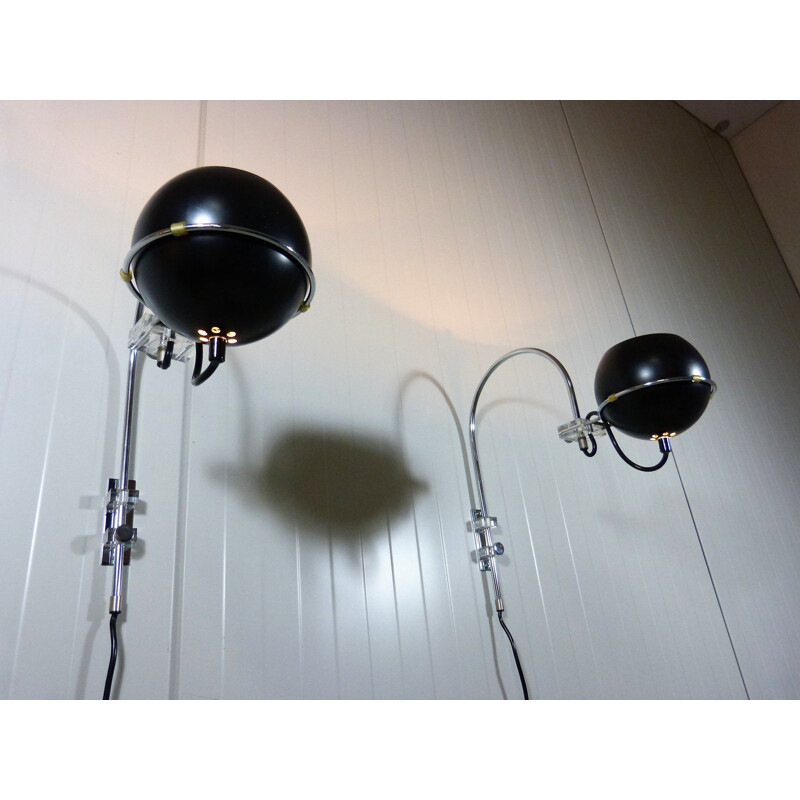 Set of 2 vintage adjustable wall lamps