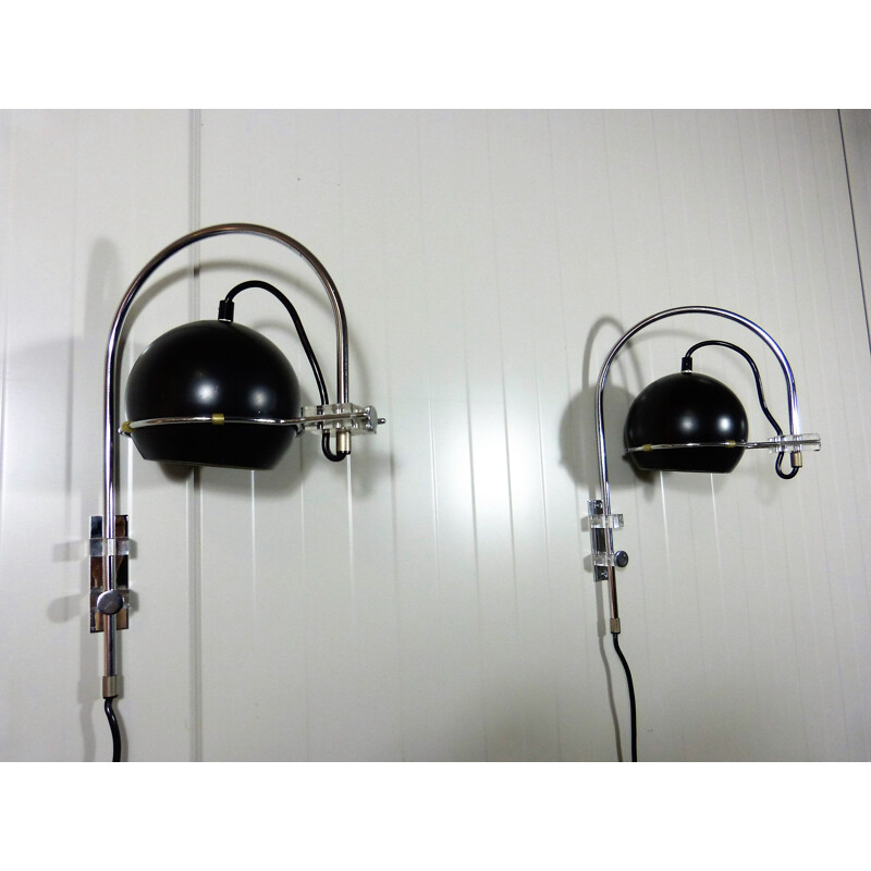 Set of 2 vintage adjustable wall lamps