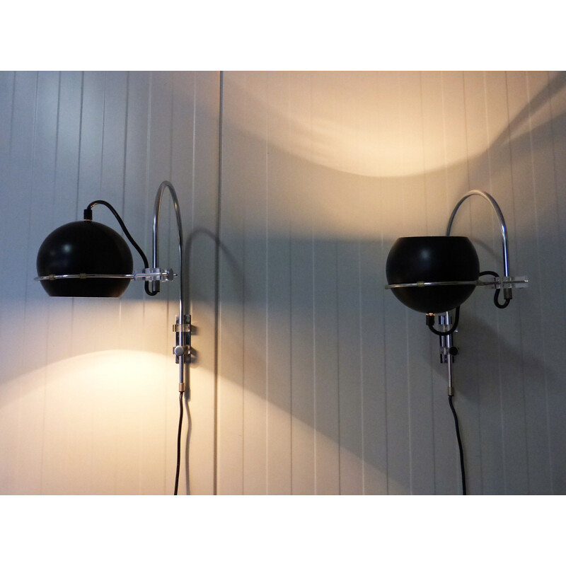 Set of 2 vintage adjustable wall lamps