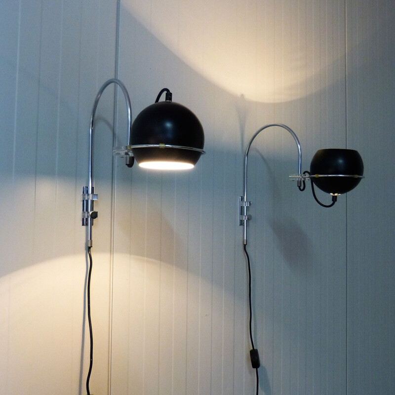 Set of 2 vintage adjustable wall lamps