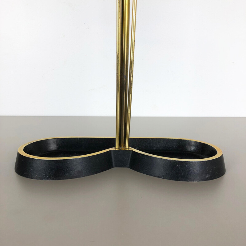 Vintage solid metal umbrella stand in brass from Bauhaus, Germany 1950