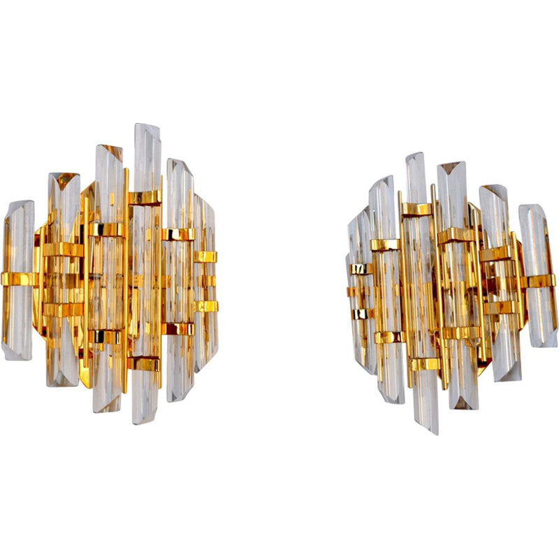 Pair of vintage sconces by Paolo Venini in glass and metal 1960