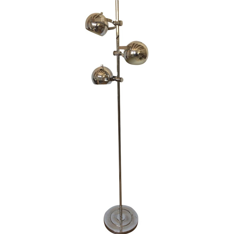 Vintage chrome floor lamp with 3 adjustable eyeballs