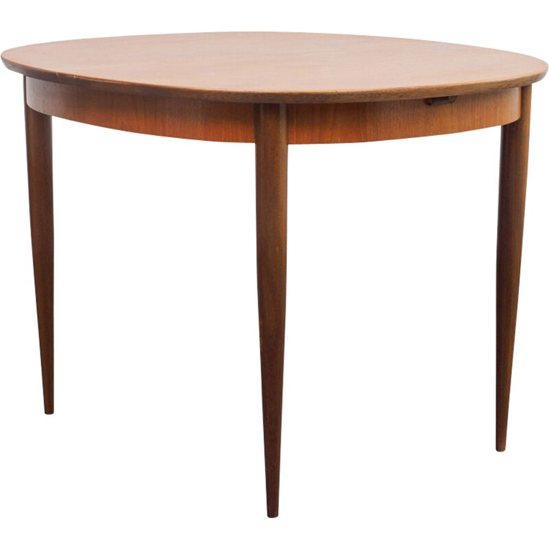 Vintage oval extendable table in teak