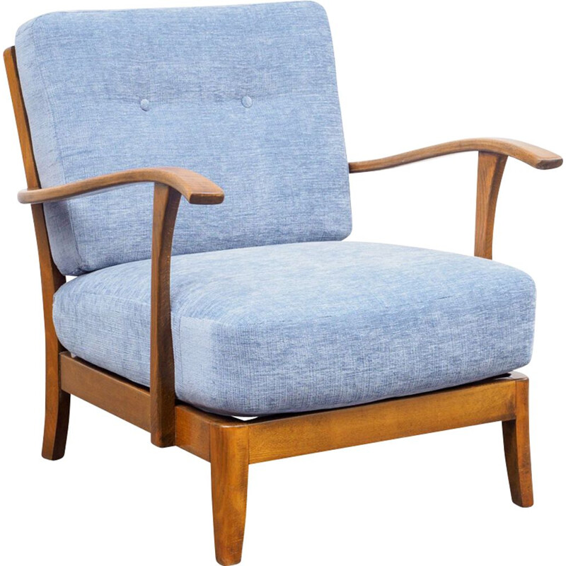 Vintage blue armchair in beech