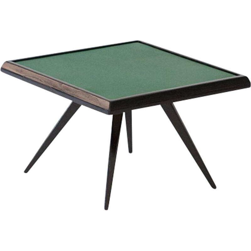 Vintage Italian coffee table in green leather