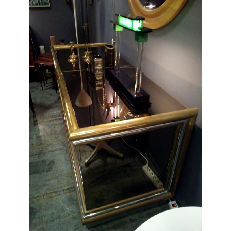Buffet vintage italien avec miroir et bar électrique