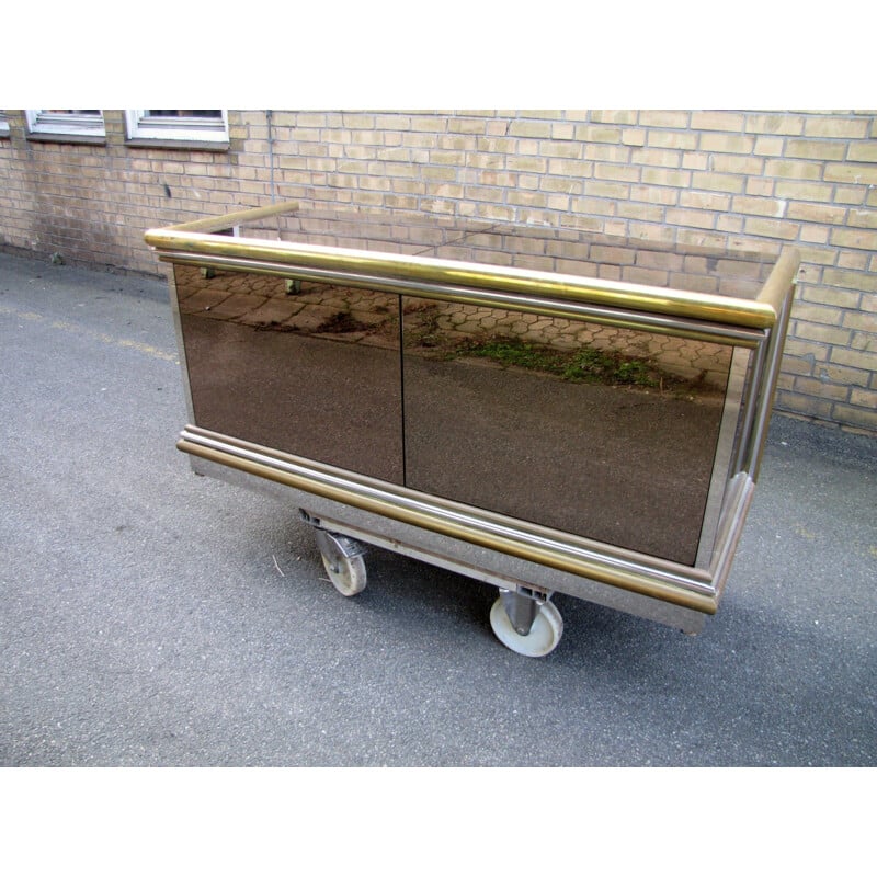 Vintage Italian highboard with mirror and electric bar