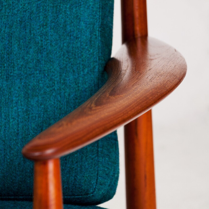 Pair of Scandinavian armchairs in teak and wool, Grete JALK, France and Son edition - 1960s