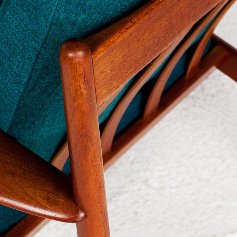 Pair of Scandinavian armchairs in teak and wool, Grete JALK, France and Son edition - 1960s