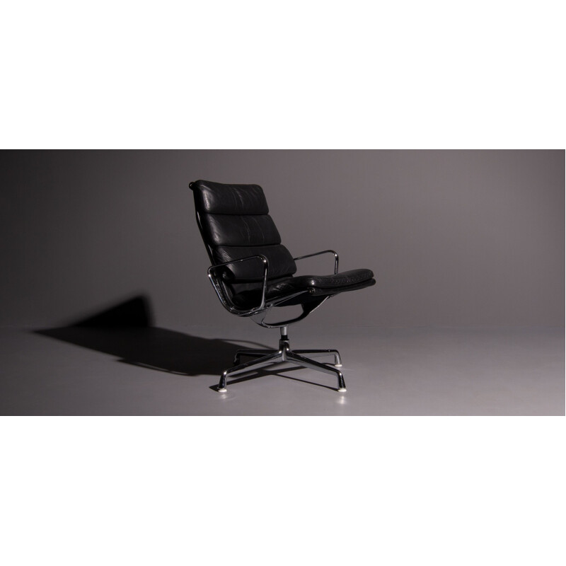 Vintage black armchair model EA 216 by Eames