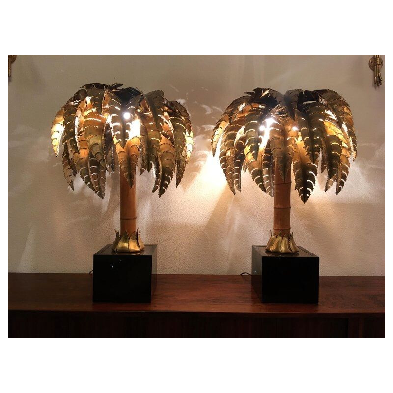 Pair of vintage Palm lamps by Maison Jansen