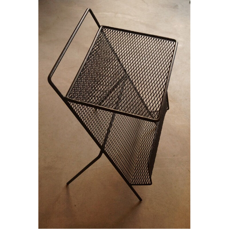 Vintage black magazine rack in metal