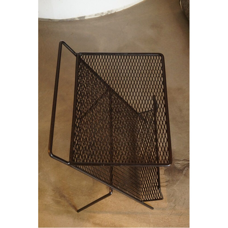 Vintage black magazine rack in metal