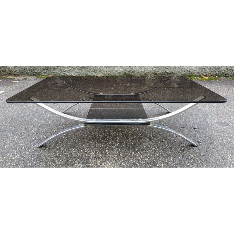 Rectangular coffee table in glass and metal