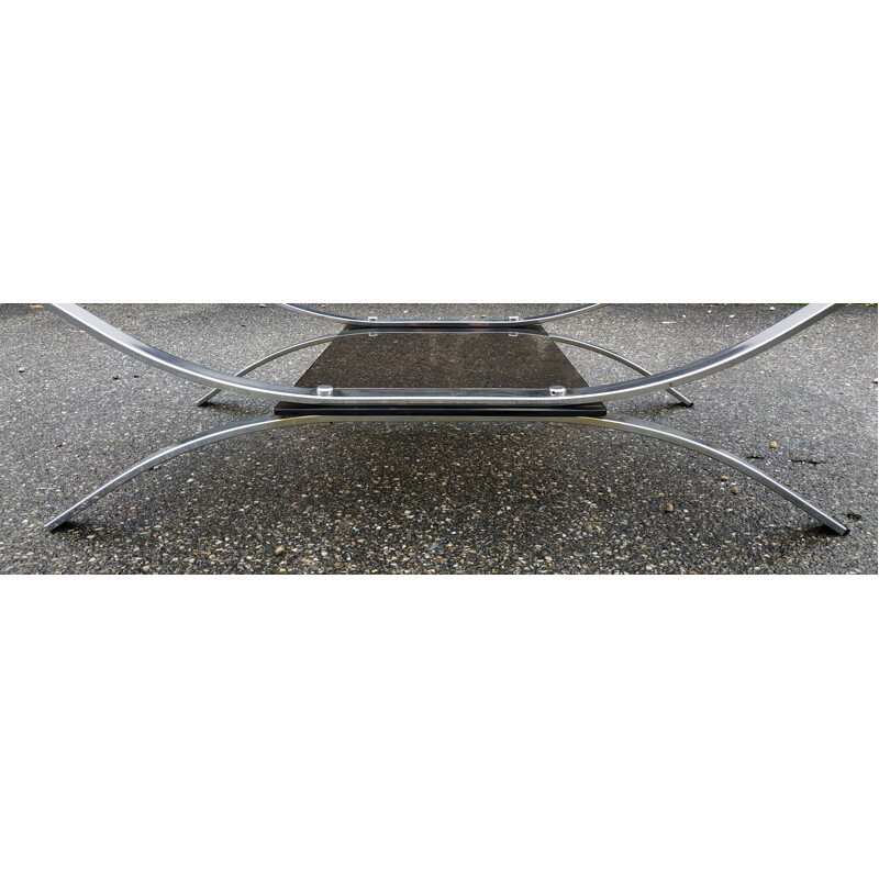 Rectangular coffee table in glass and metal