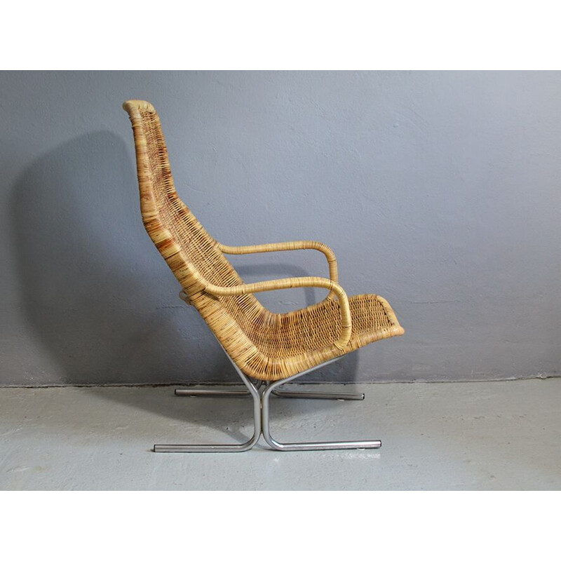 Rattan lounge chair by Dirk van Sliedregt for Gebroeders Jonker