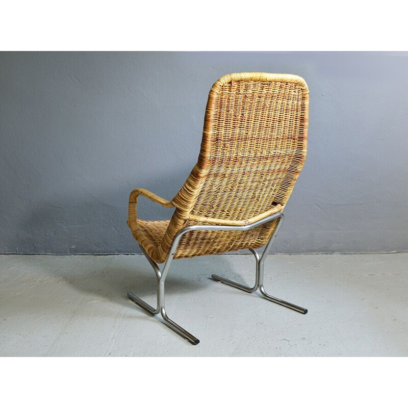 Rattan lounge chair by Dirk van Sliedregt for Gebroeders Jonker