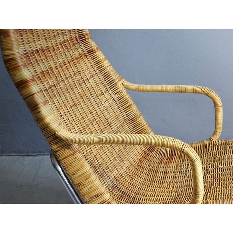 Rattan lounge chair by Dirk van Sliedregt for Gebroeders Jonker