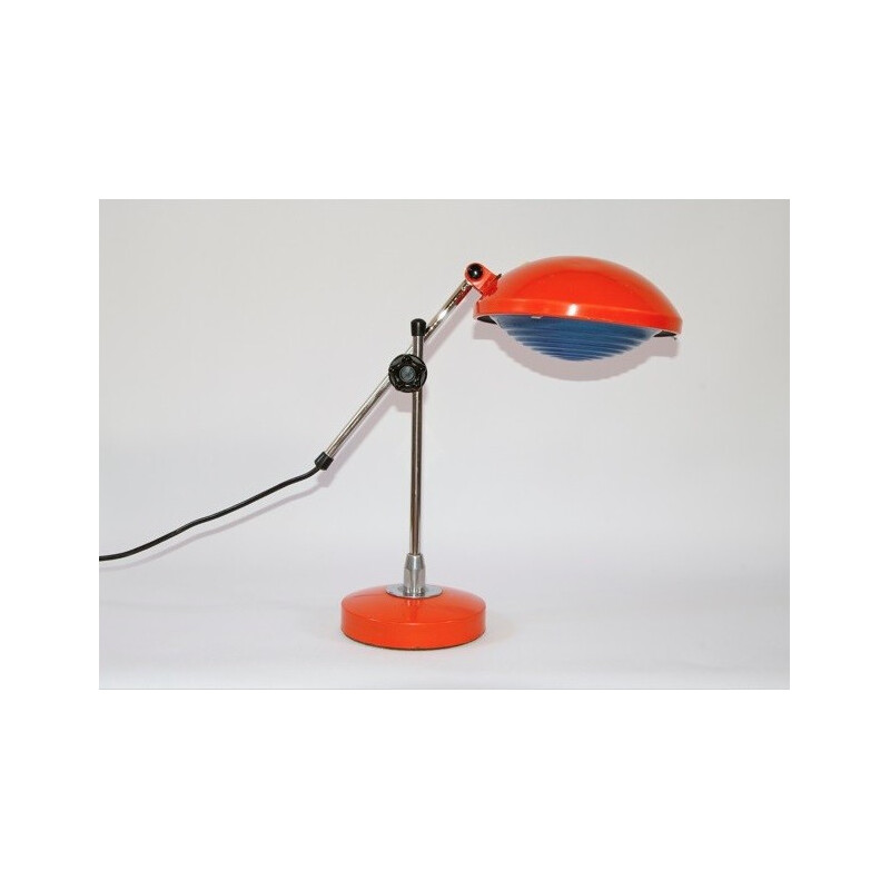 Lampe de table en métal laqué orange et plexiglas, Ferdinand SOLERE - 1960