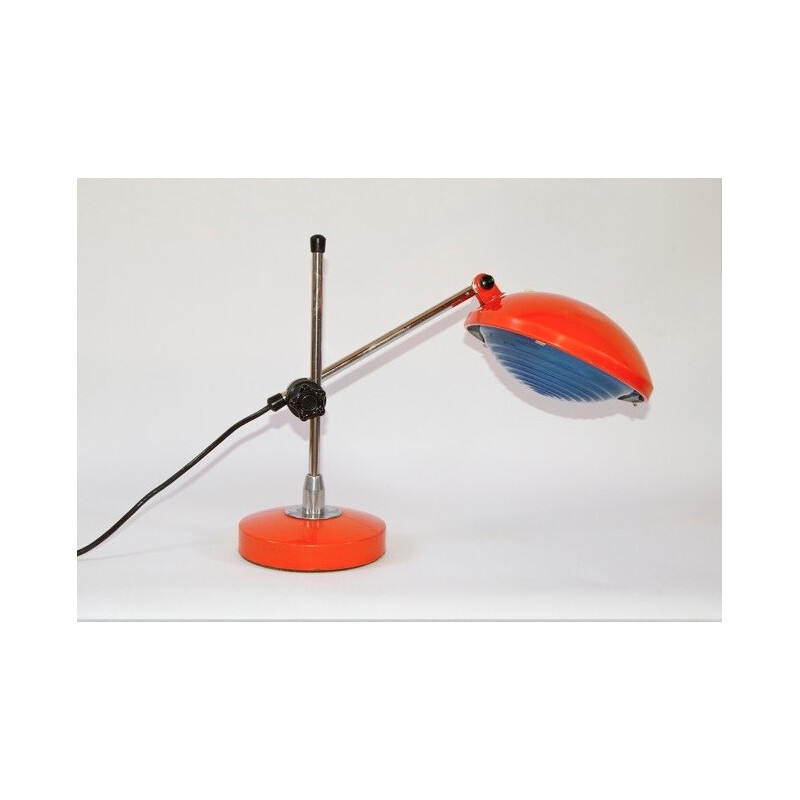 Desk lamp in orange lacquered metal and plexiglas - 1960s