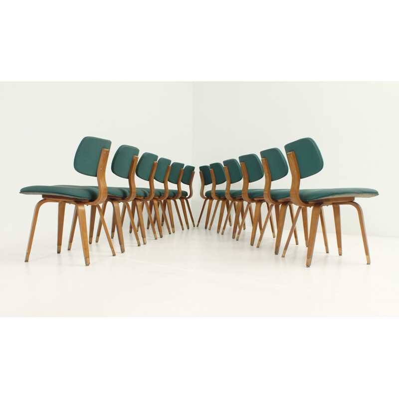 Set of 12 vintage chairs by Joe Atkinson for Thonet