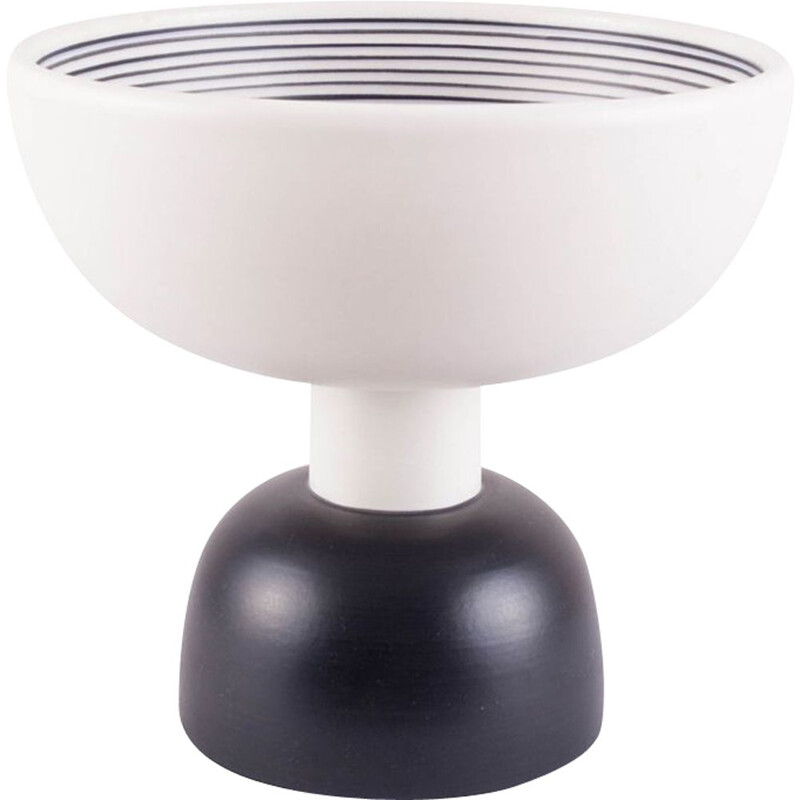 Vintage black and white ceramic bowl for Bitossi 1950